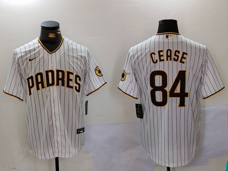 Men San Diego Padres #84 Cease White stripe Game 2024 Nike MLB Jersey style 2->san diego padres->MLB Jersey